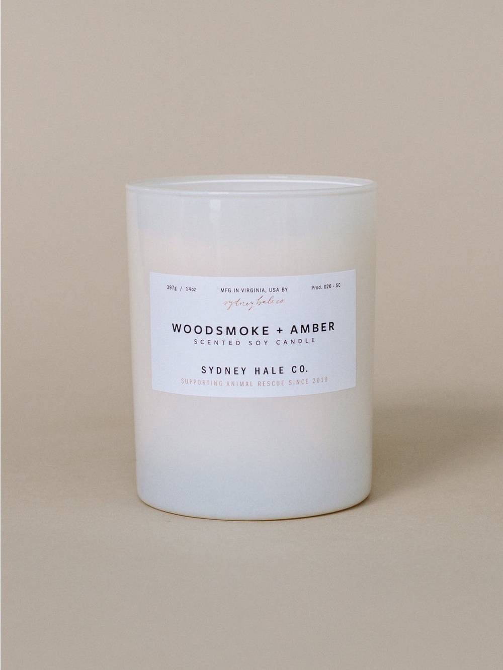Sydney Hale Co Woodsmoke + Amber Scented Soy Candle - White